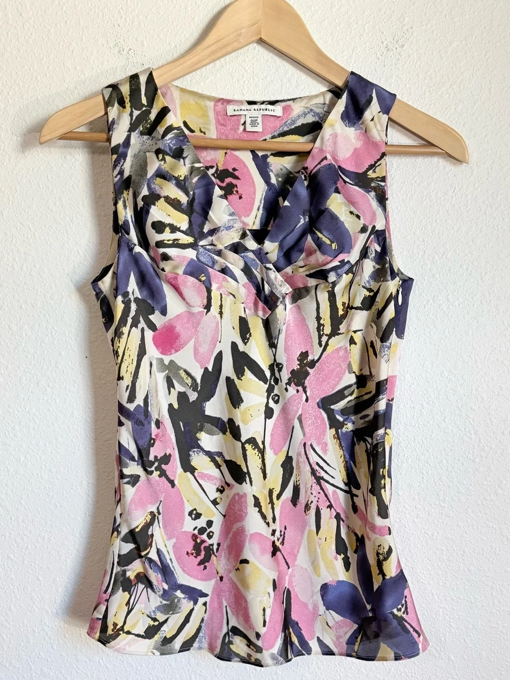Y2K Banana Republic Satin Floral Sleeveless Top Fairy Feminine Coquette - Picture 4 of 9